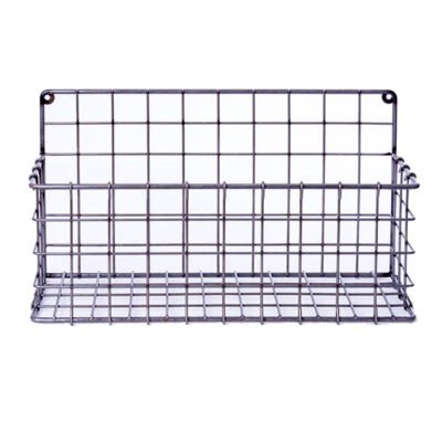 CESTA ORGANIZADORA RETANGULAR EM METAL PARA PAREDE