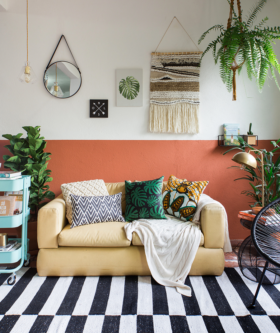 Antes e Depois: Sala estilo boho