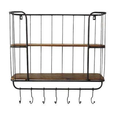 ORGANIZADOR DE MADEIRA E FERRO COM GANCHO