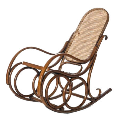 poltrona de balanço com assento e encosto em palhinha de michael thonet