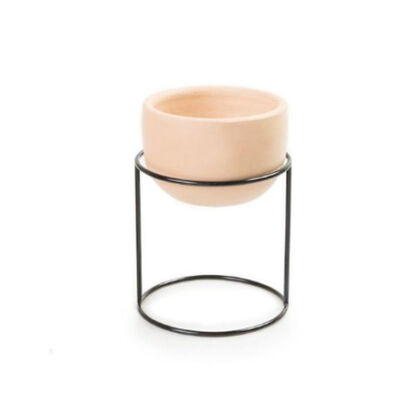 SUPORTE BIOTA P PRETO COM VASO EM CERÂMICA
