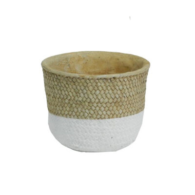 CACHEPOT B7 CONCRETO COM TEXTURA IMITANDO PALHA
