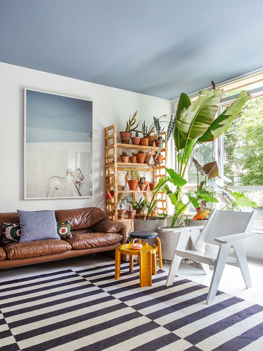 Casa do arquiteto Maurício Arruda, apartamento colorido com plantas