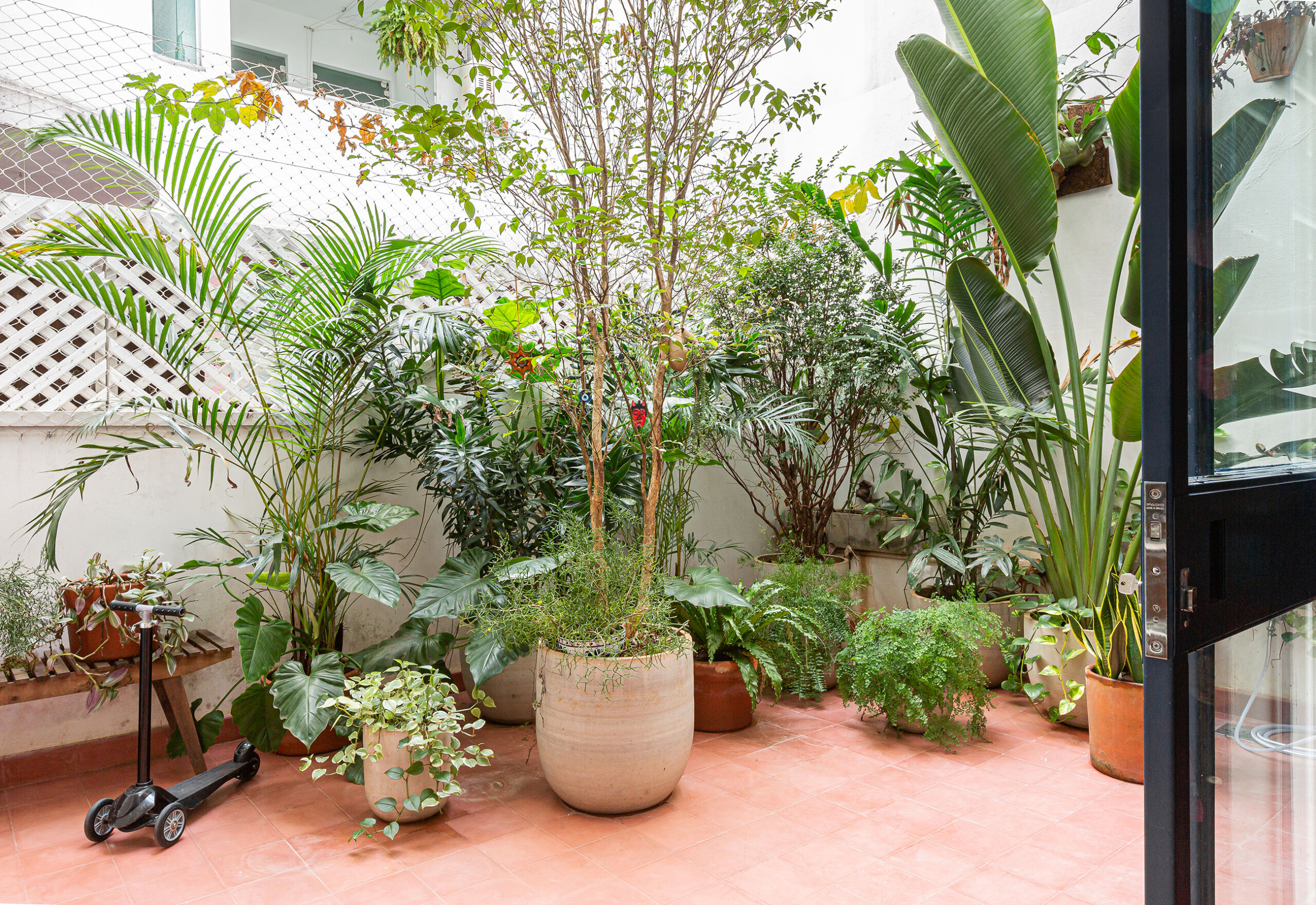Apartamento térreo com jardim e muitas plantas