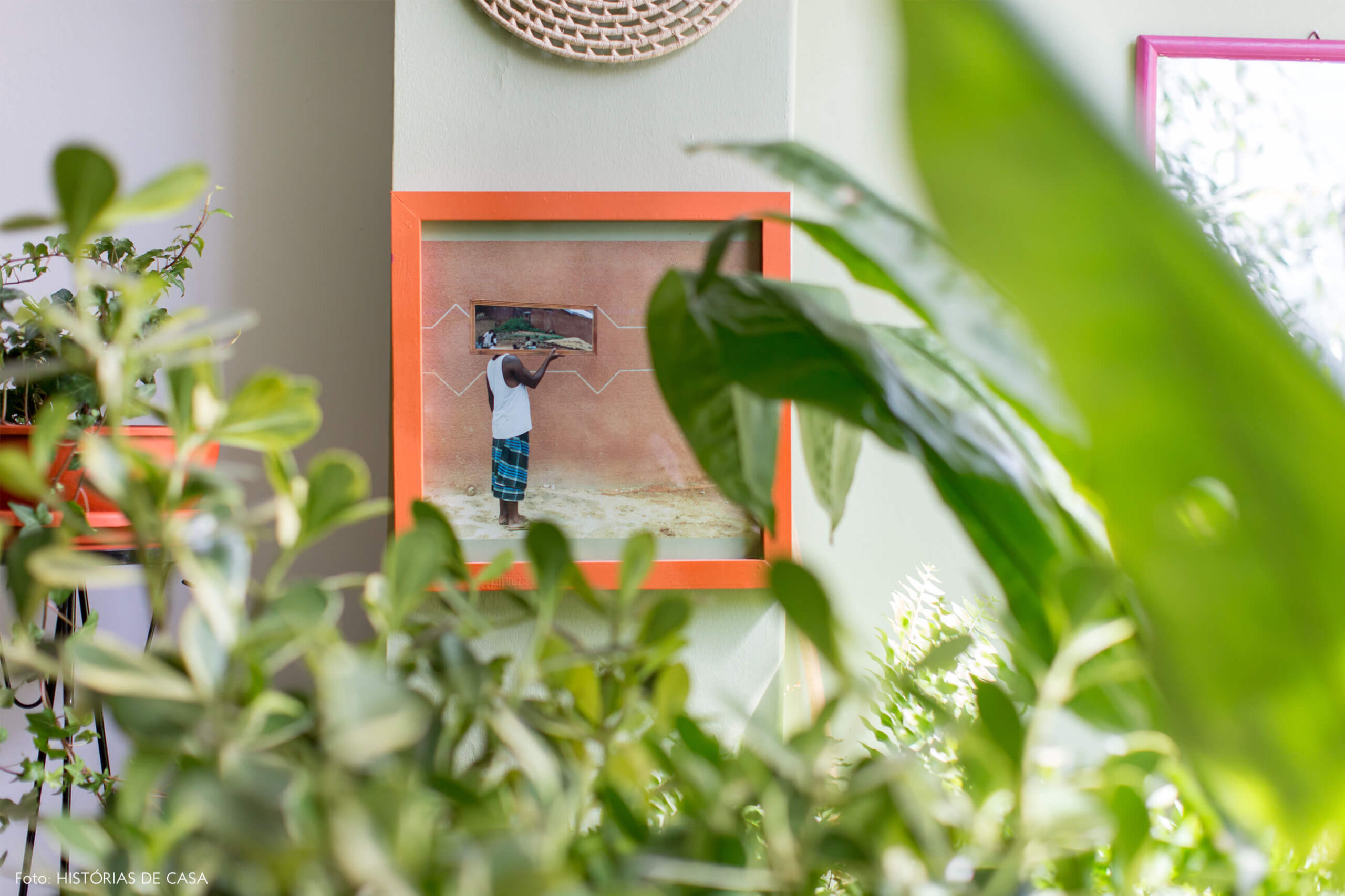 sala-plantas-quadro-fotografia-moldura-laranja-vaso-laranja