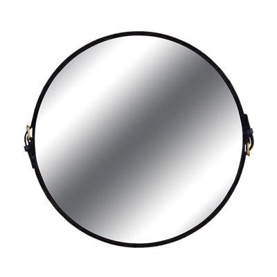 espelho redondo com moldura de tecido preto