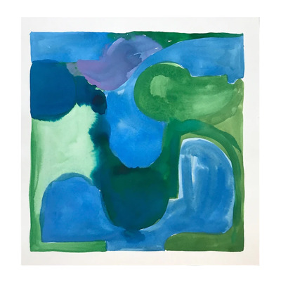pintura abstrata em azul e verde