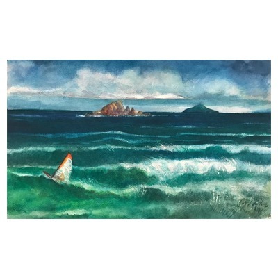 quadro de pintura figurativa de mar