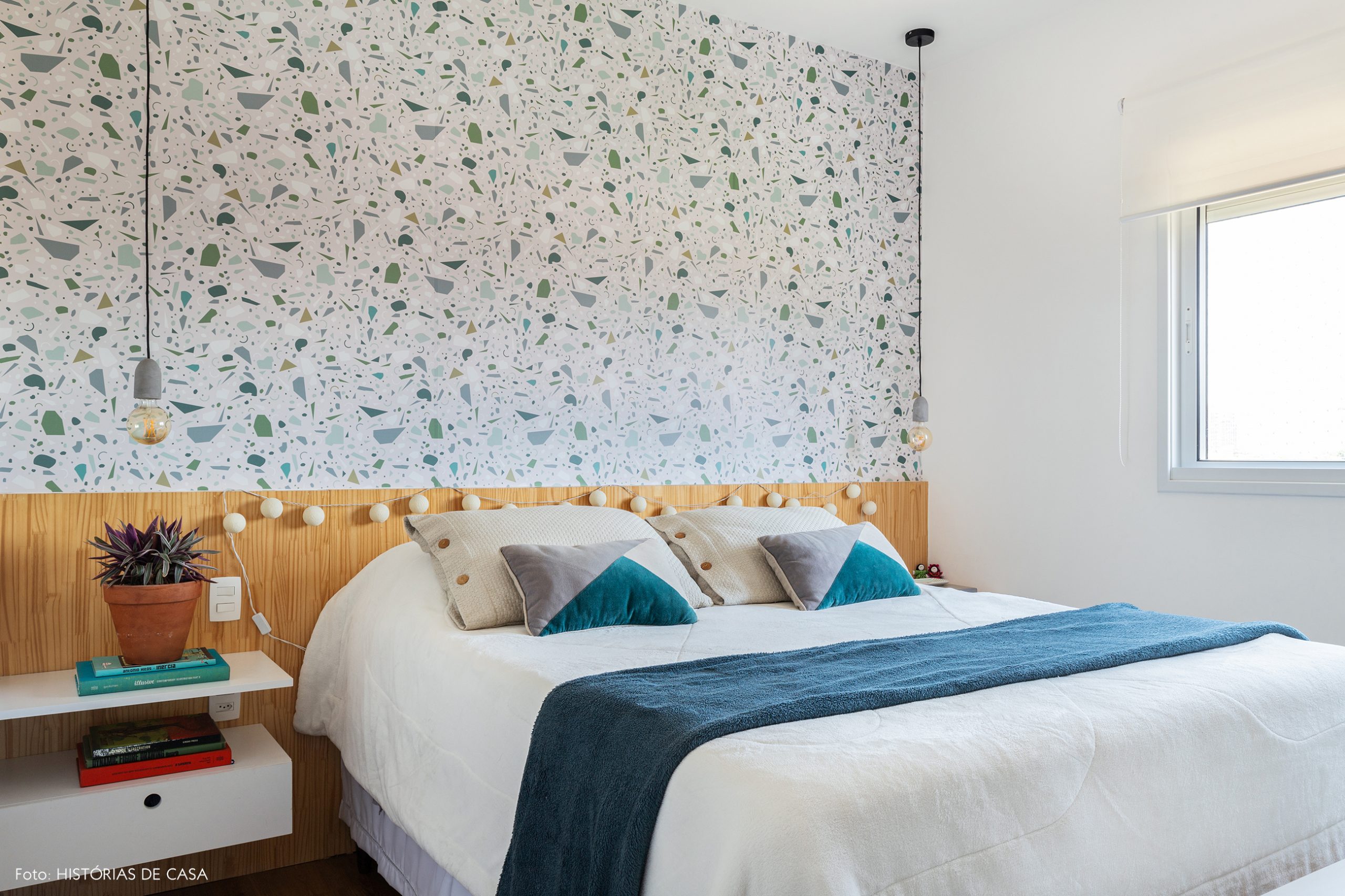 decoração quarto com papel de parede de granilite