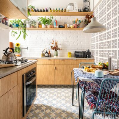 decoração cozinha com armarios marcenaria parede cobogo