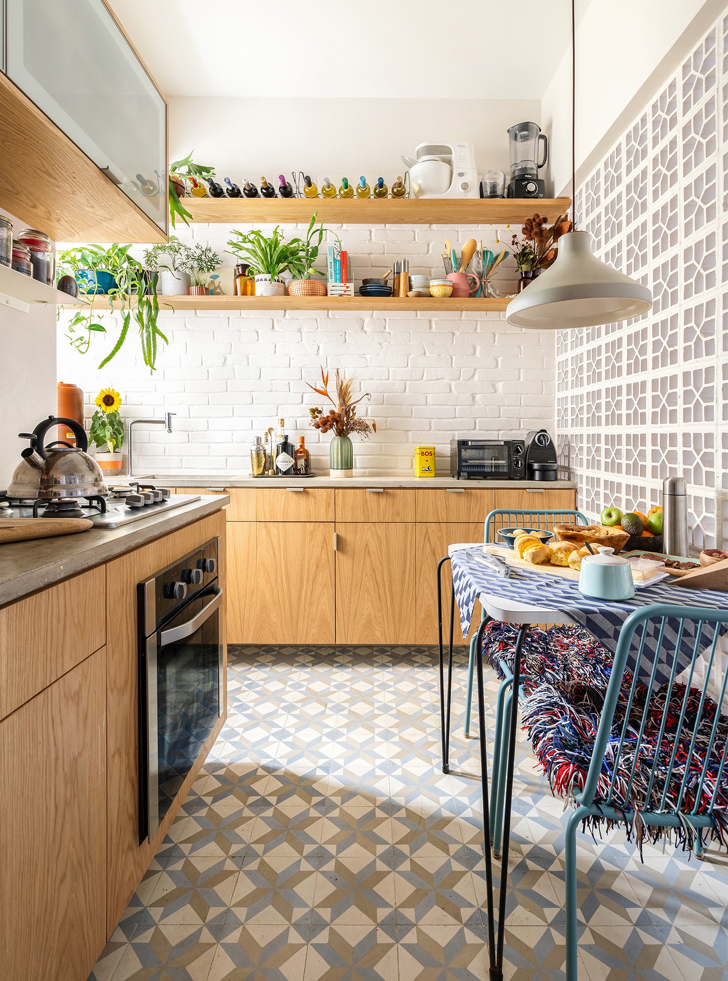decoração cozinha com armarios marcenaria parede cobogo