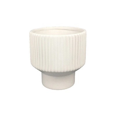 Vaso de Cerâmica branco canelado