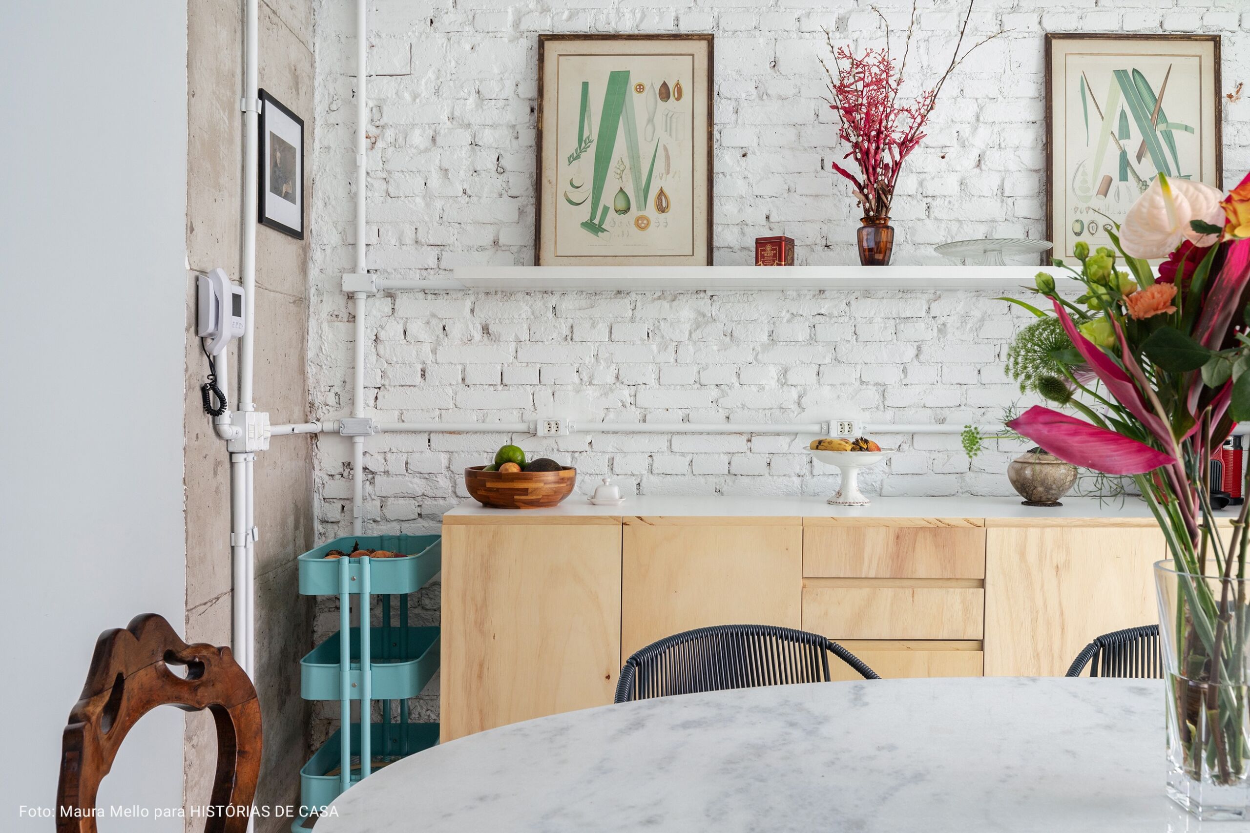 cozinha com fruteira azul