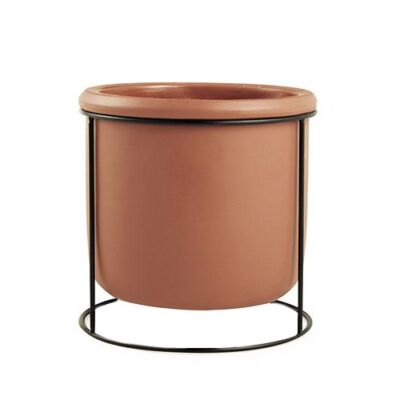 Cachepot em Cimento com Suporte em Metal