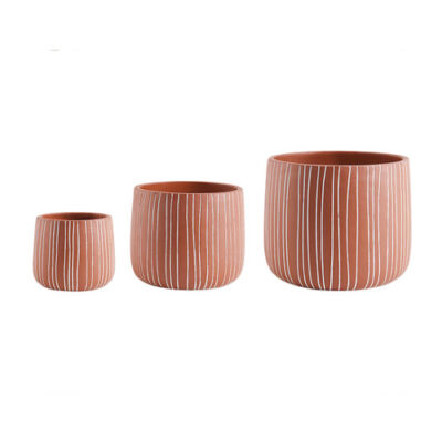 Jogo de Cachepots de Cimento Joyce - Marrom