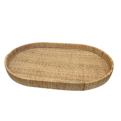 Bandeja de Rattan e Madeira - M