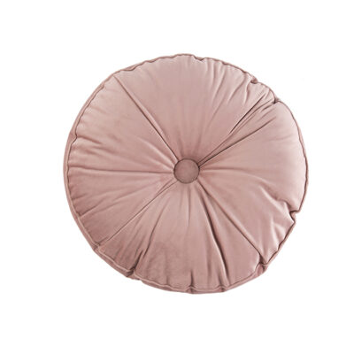 Almofada Botão Redonda em Veludo Rosé