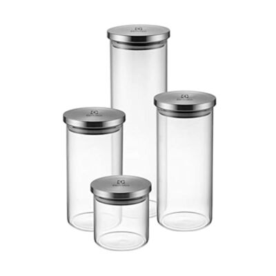 Kit Potes de Vidro Porta Mantimentos Herméticos - 4 Unidades