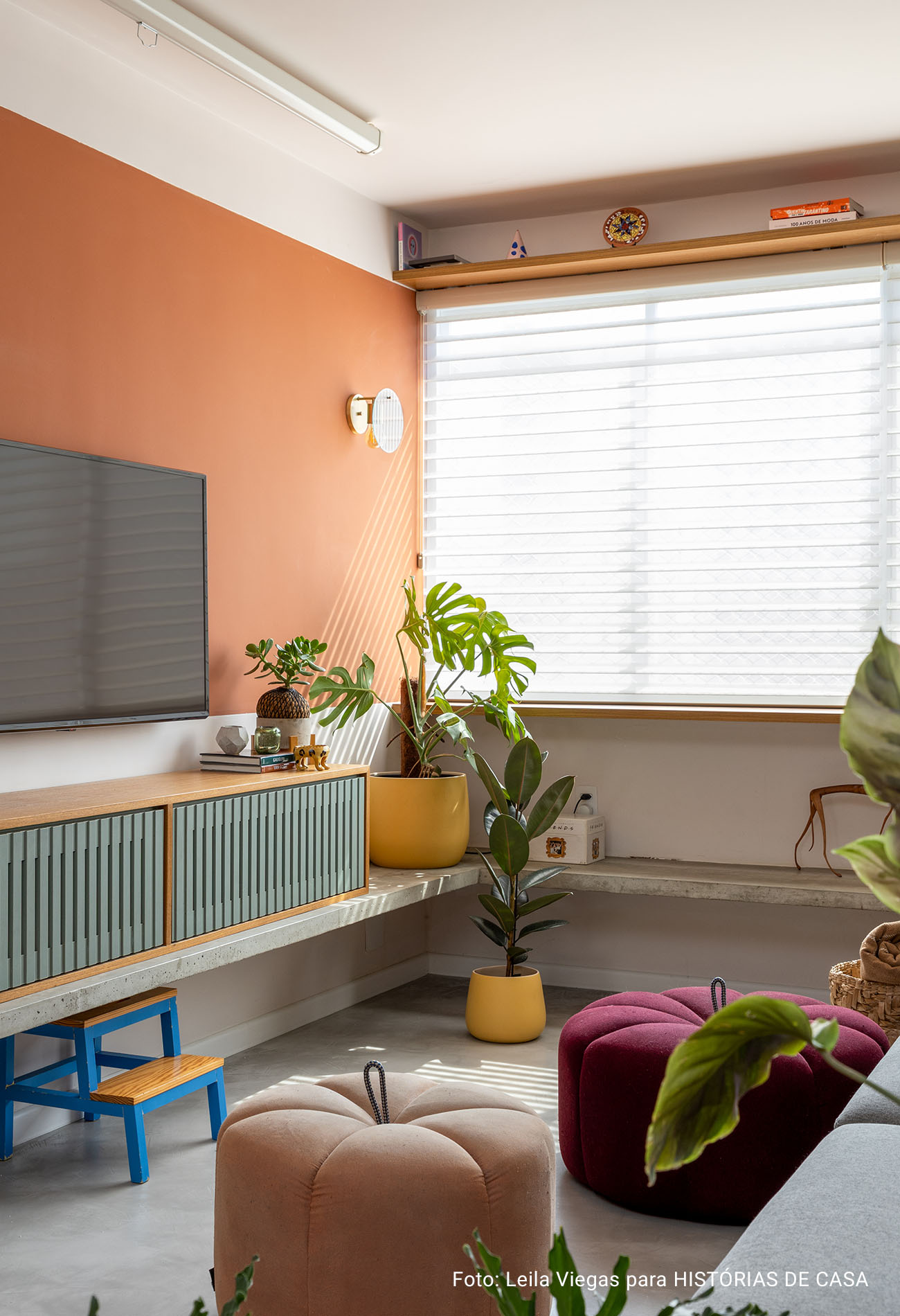 Apartamento colorido e integrado com gatos e eletrodomésticos da Electrolux