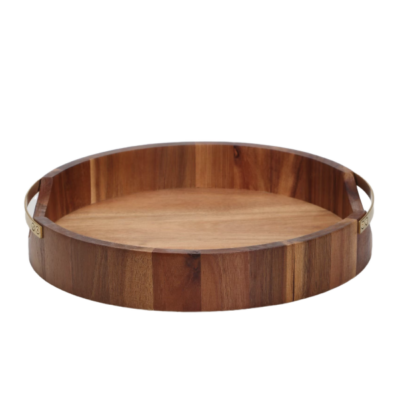 Bandeja redonda de acácia 36,2cm
