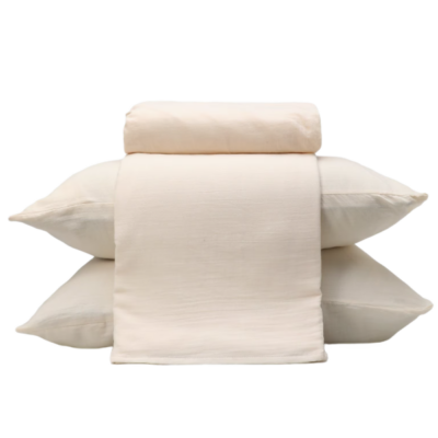 Jogo de cama casal 4 peças gauze cotton washed A. Niemeyer bege