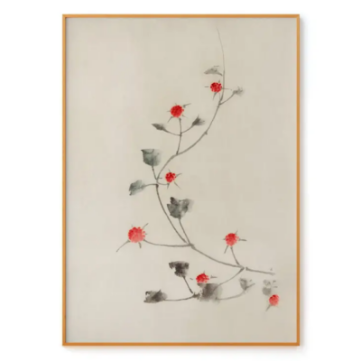 Small Red Blossoms On A Vine by Katsushika Hokusai