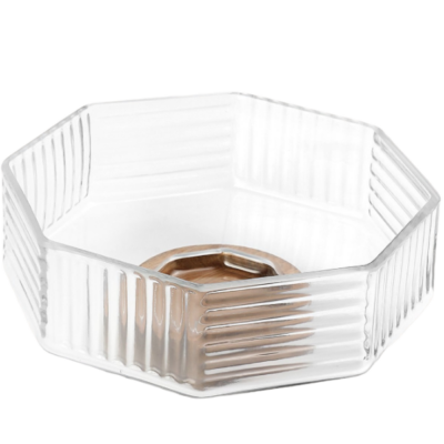 Fruteira de vidro e madeira Martim