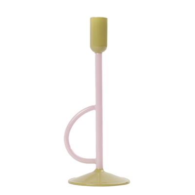 Porta-vela castiçal em vidro 22cm multicor